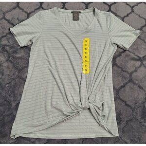 NEW Matty M Womens V-Neck Striped Knot-Front T-Shirt/Sz. S